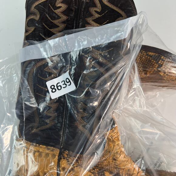 Justin Leather Snakeskin 8695 Brown Tan Western Cowboy Boots 8.5 D - Picture 11 of 16